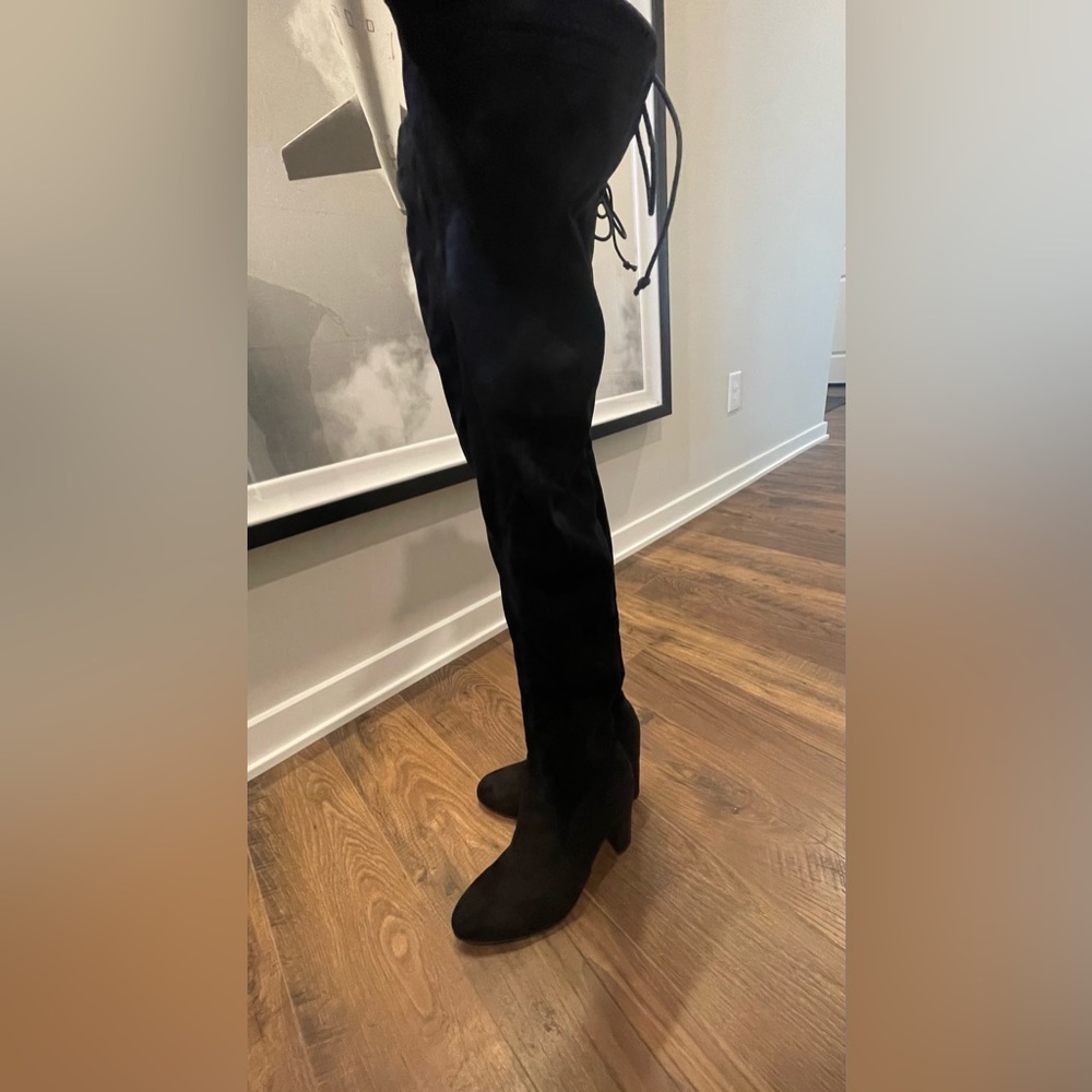 Tony Bianco Tash Black Micro Stretch Suede Over the Knee Boot